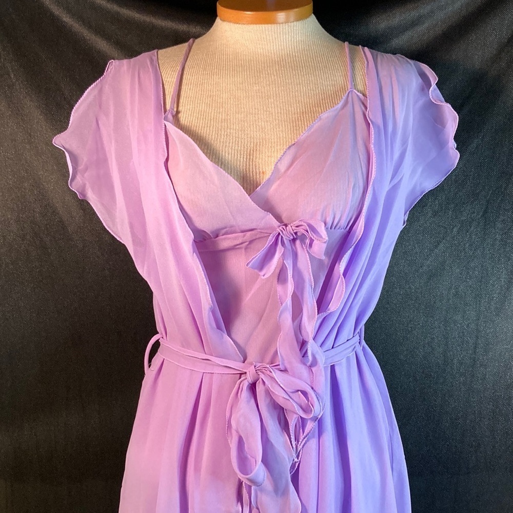 VINTAGE 80s Georgette Trabolski. Scalloped chemise‎ set. Size M 3 pieces. Box C
